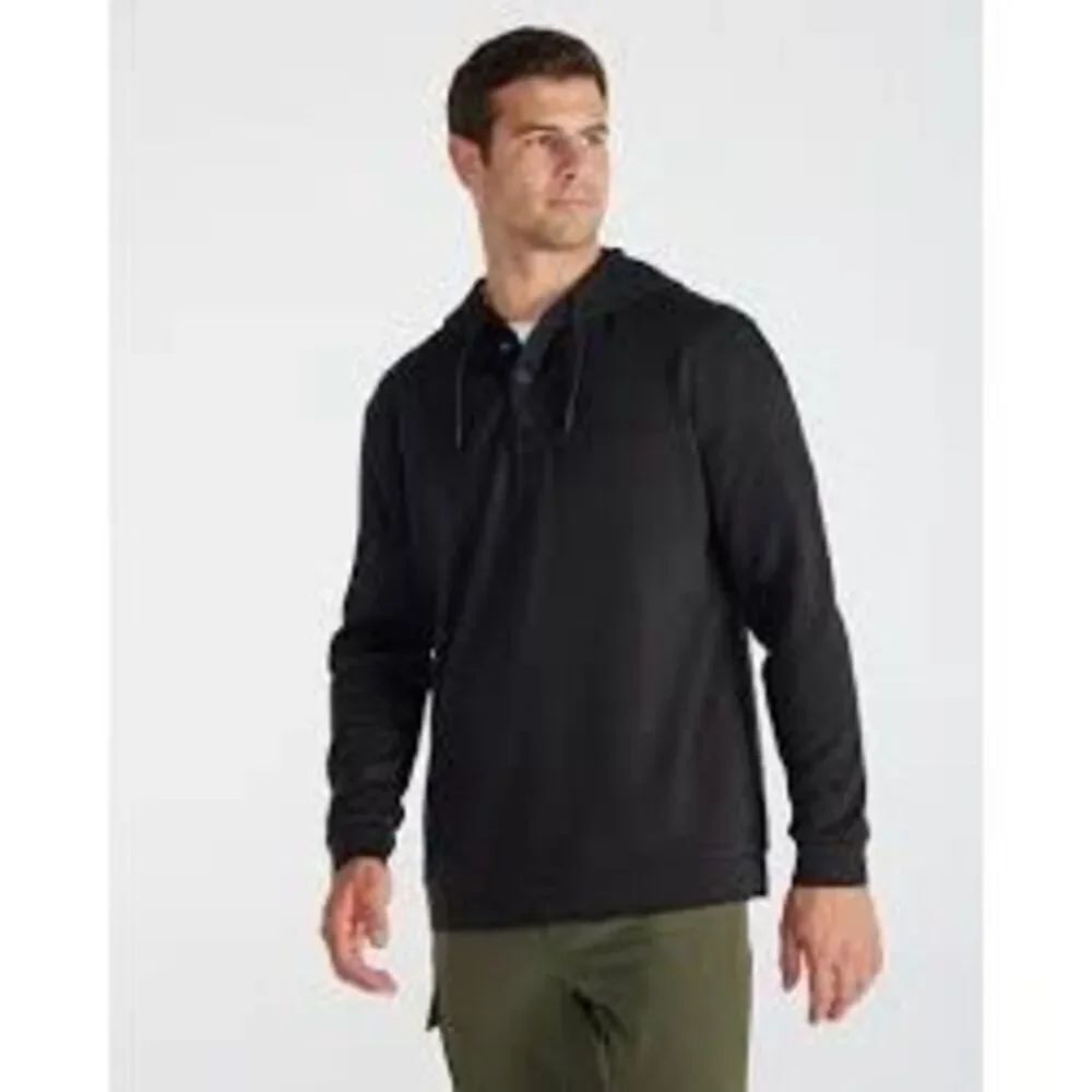 BYLT Drop Cut Lux Hooded Henley Sz L Black